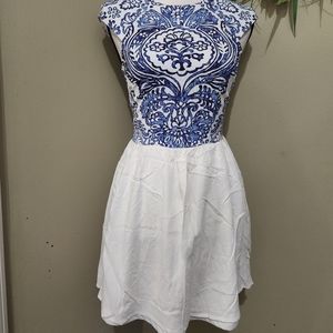 Blue and white dress